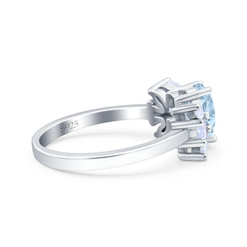 Teardrop Pear Art Deco Wedding Engagement Ring Simulated Aquamarine CZ 925 Sterling Silver